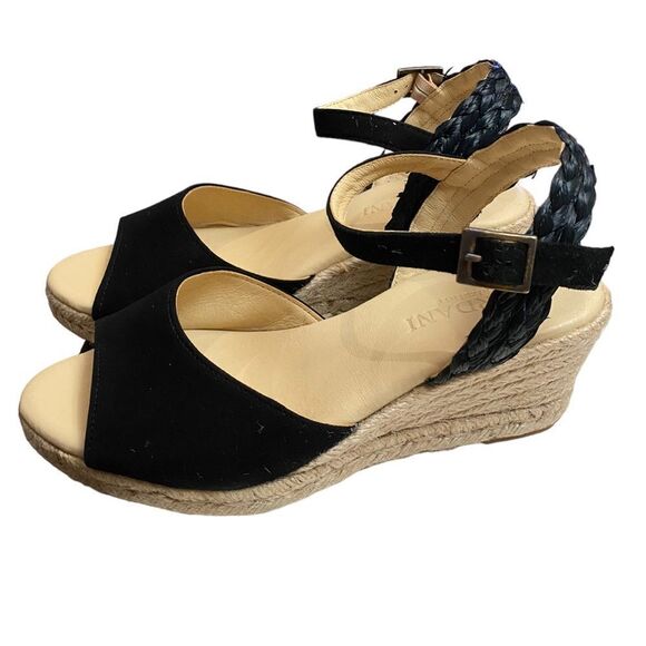 CORDANI Eva Women's Black Suede Espadrille Wedge Sandals 39 8.5 - Picture 2 of 6